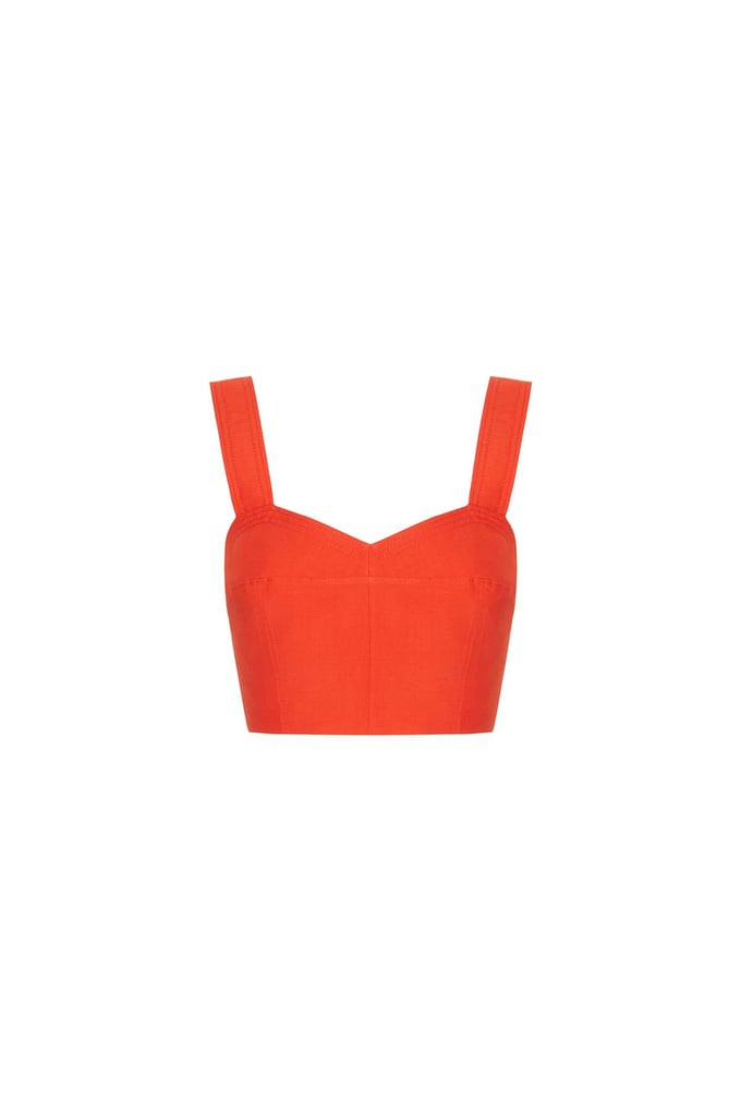 Kalın Askılı Kare Yaka Narçiçeği Crop Top