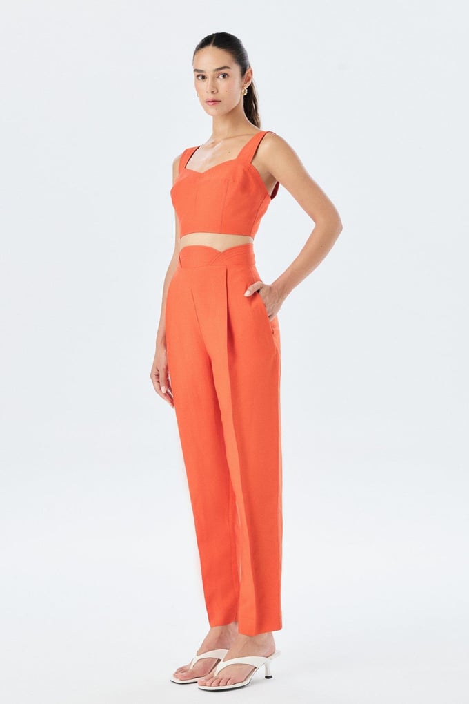 Kalın Askılı Kare Yaka Narçiçeği Crop Top