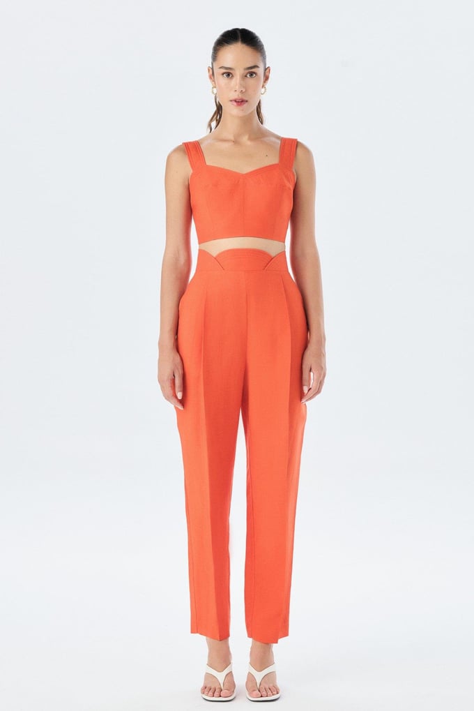 Kalın Askılı Kare Yaka Narçiçeği Crop Top