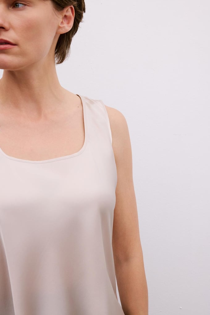 Thick Strap Square Neck Powder Blouse