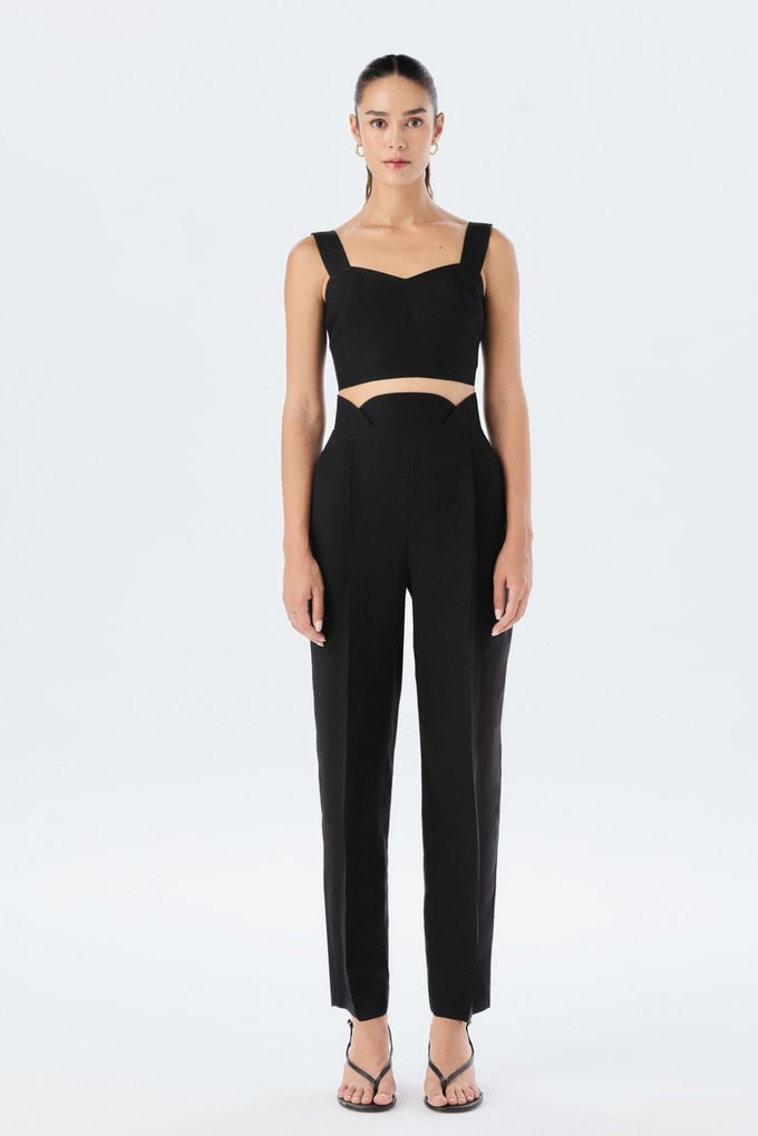 Kalın Askılı Kare Yaka Siyah Crop Top