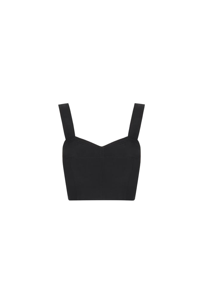 Kalın Askılı Kare Yaka Siyah Crop Top