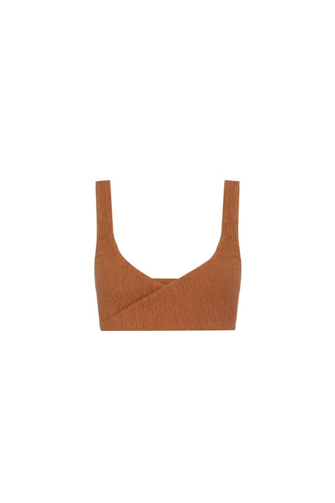 Kalın Askılı Kare Yaka Tarçın Crop Top