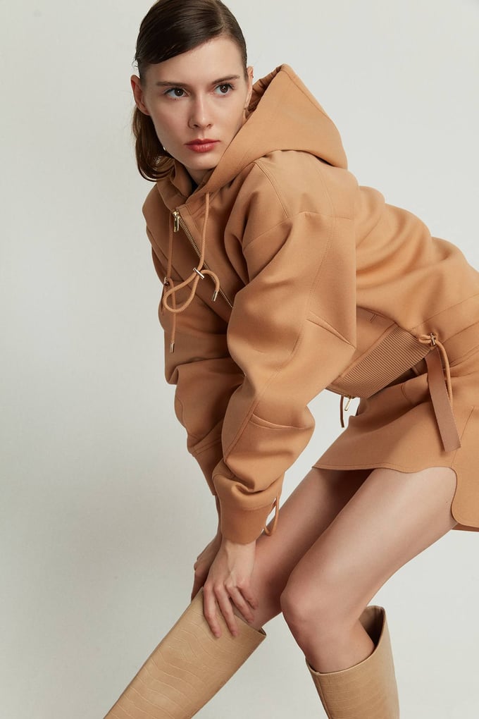 Kapüşonlu Hırka Camel Sweat