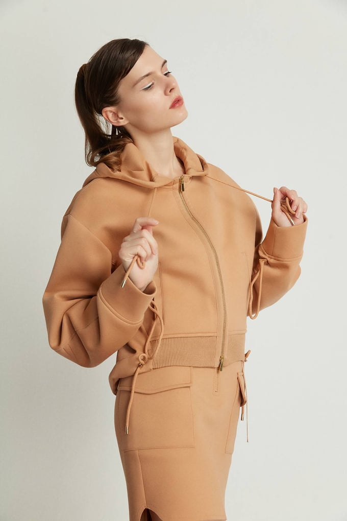 Kapüşonlu Hırka Camel Sweat