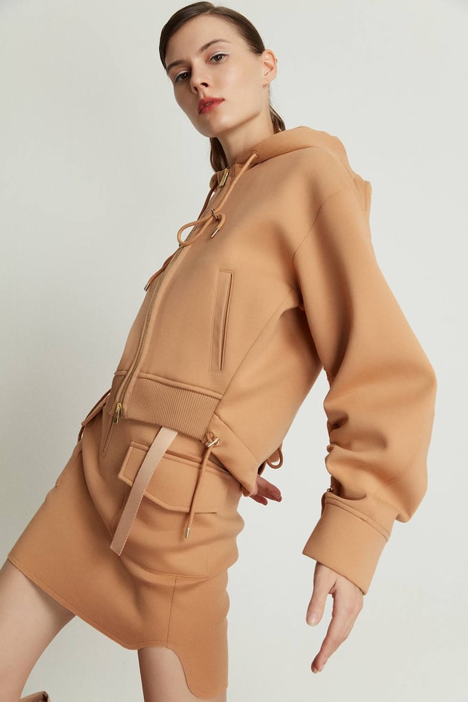 Kapüşonlu Hırka Camel Sweat
