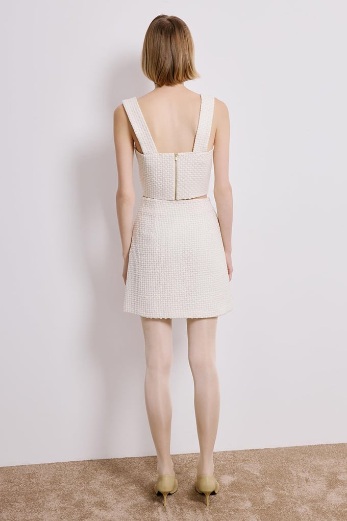 Ecru Tweed Square Neck Crop Bustier