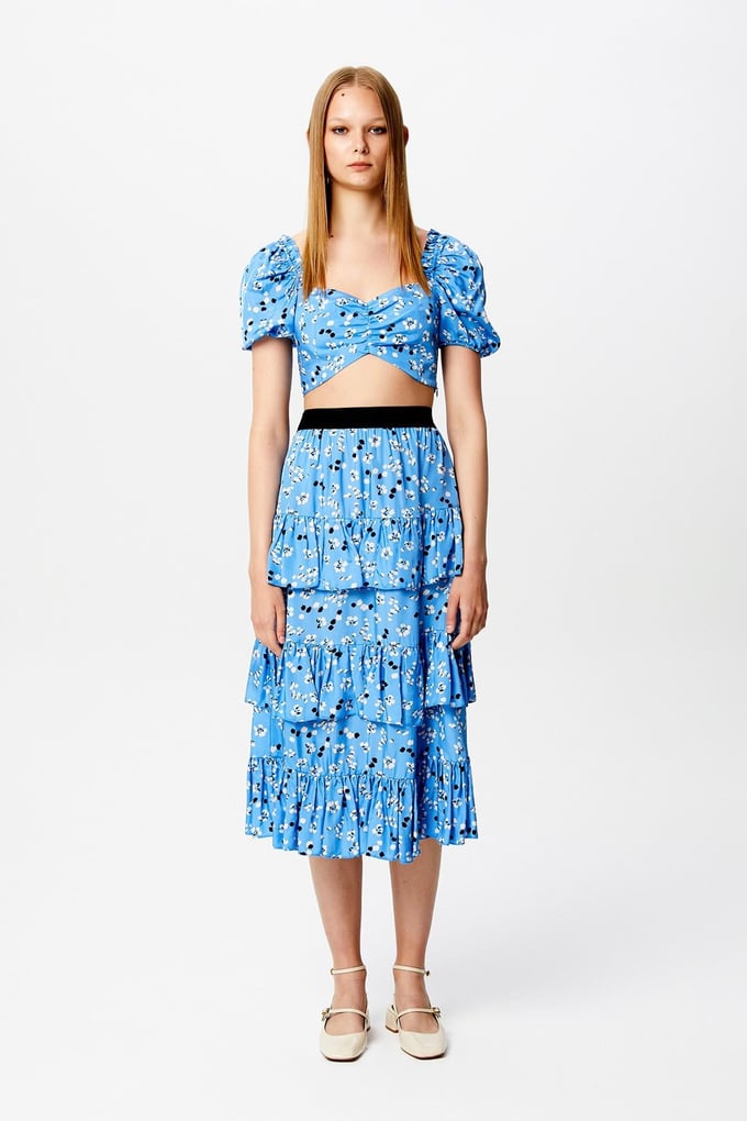 Printed Blue Crop Top