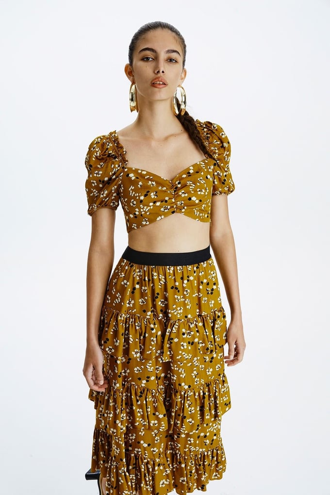 Printed Brown Crop Top
