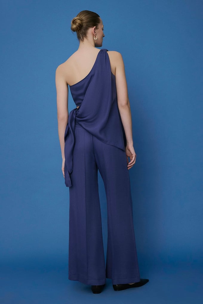 Belted Wide Leg Indigo Trousers