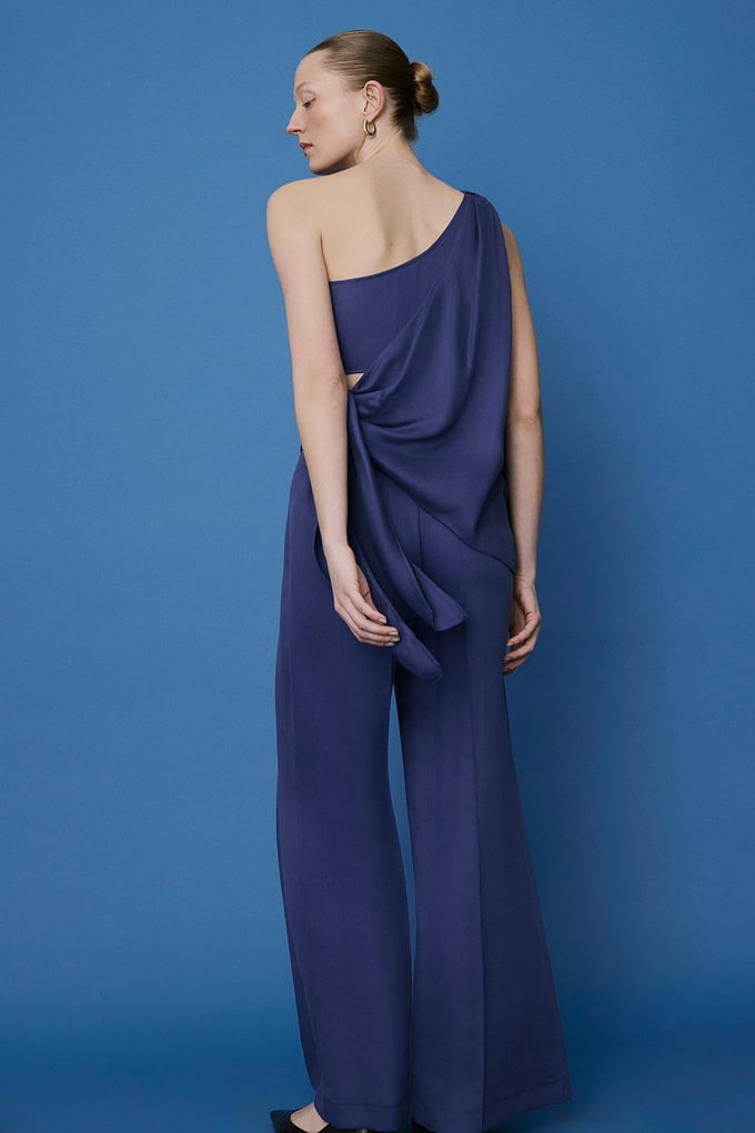 Belted Wide Leg Indigo Trousers