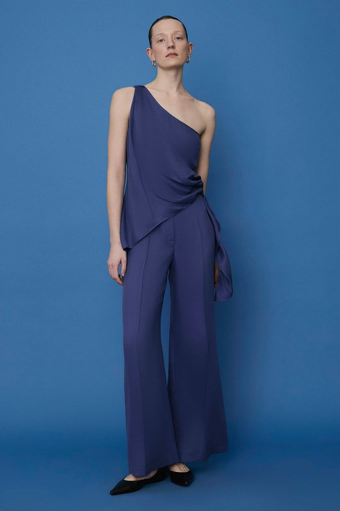 Belted Wide Leg Indigo Trousers