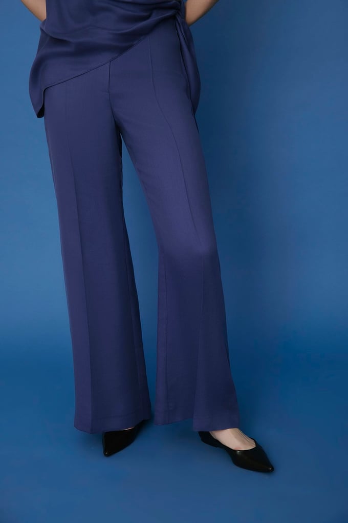Belted Wide Leg Indigo Trousers