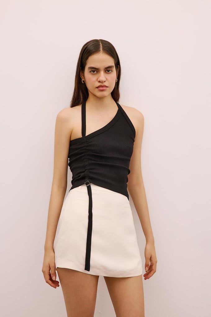 Belted Mini Skort Ecru Skirt