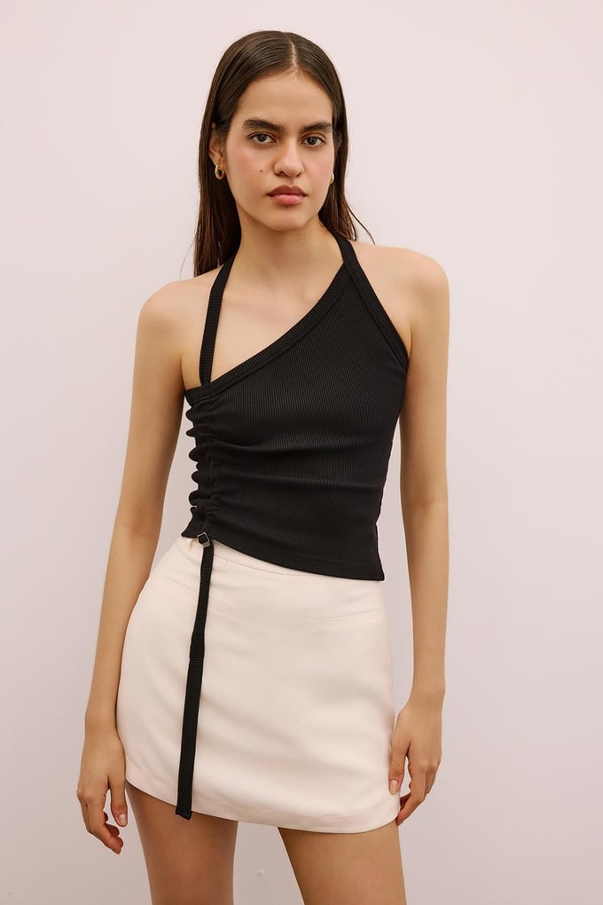Belted Mini Skort Ecru Skirt
