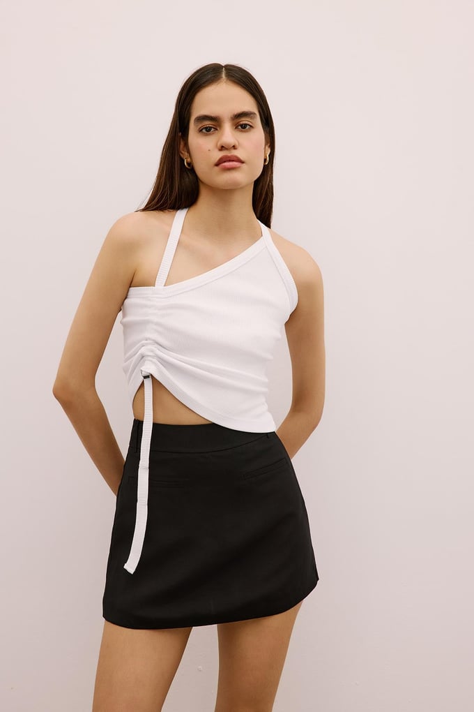 Belted Mini Skort Black Skirt