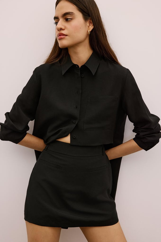 Belted Mini Skort Black Skirt
