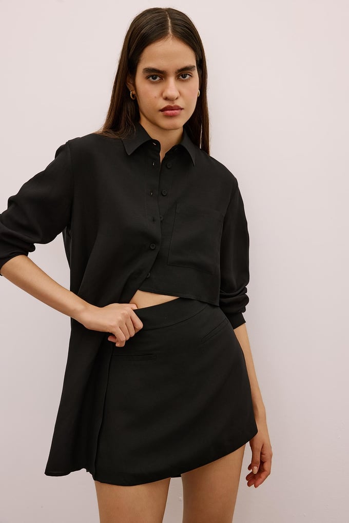 Belted Mini Skort Black Skirt