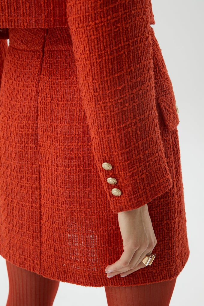Kırmızı Crop Tüvit Blazer