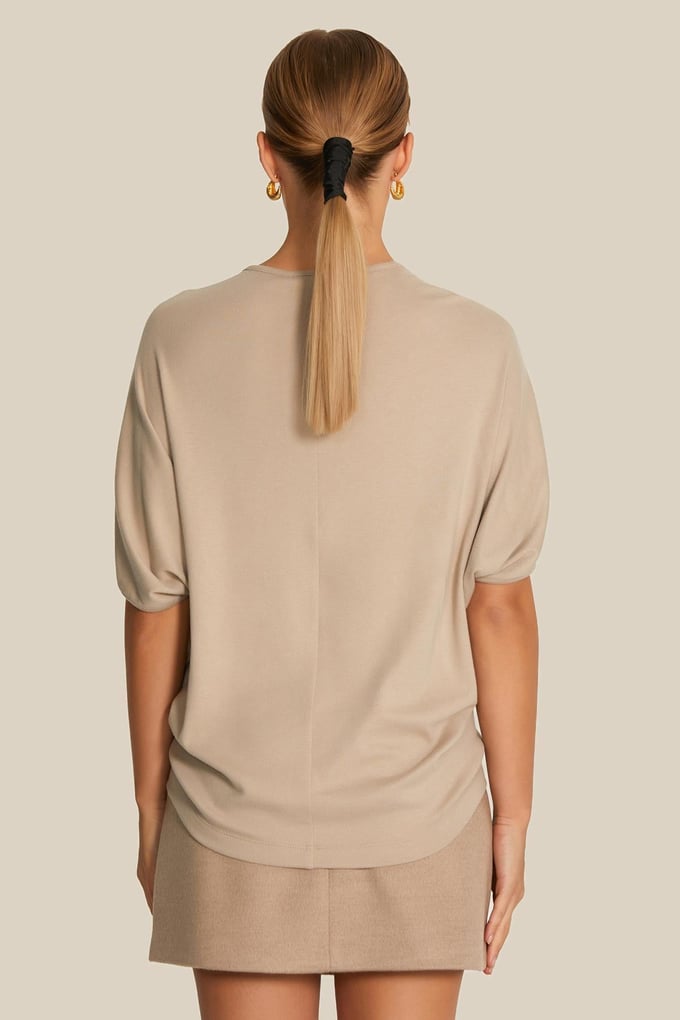 Short Sleeve Draped Mink Blouse
