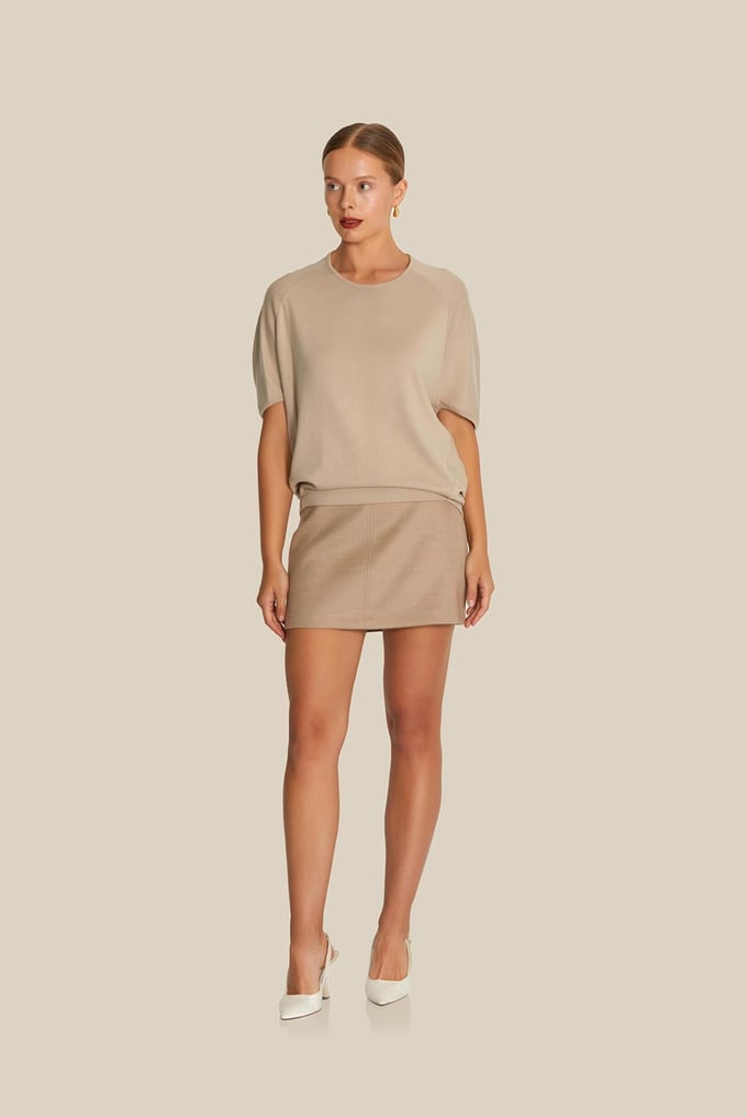 Short Sleeve Draped Mink Blouse