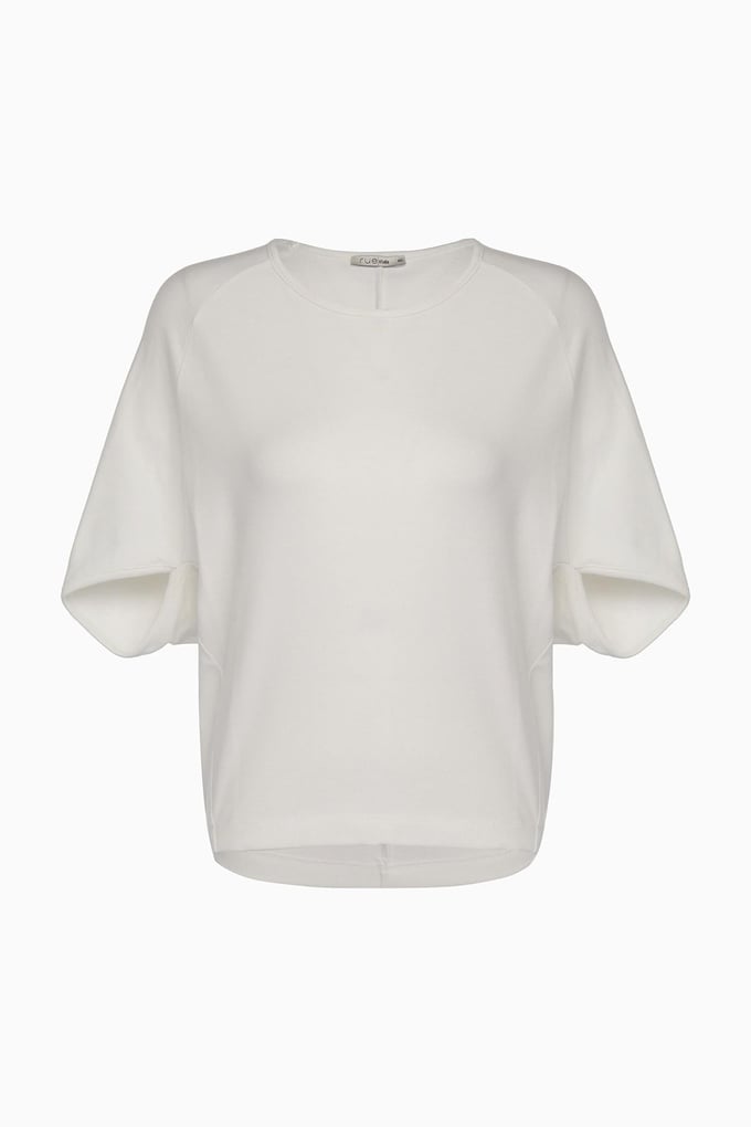 Short Sleeve Draped Ecru Blouse