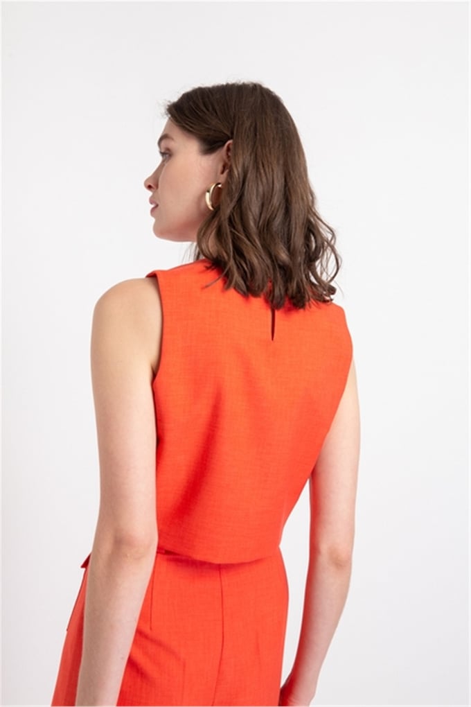 Kolsuz Yandan Fermuarlı Crop Bluz