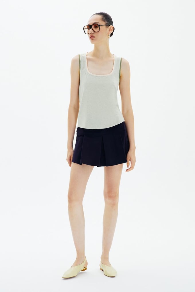 Kontrast Biyeli Mint Basic Bluz