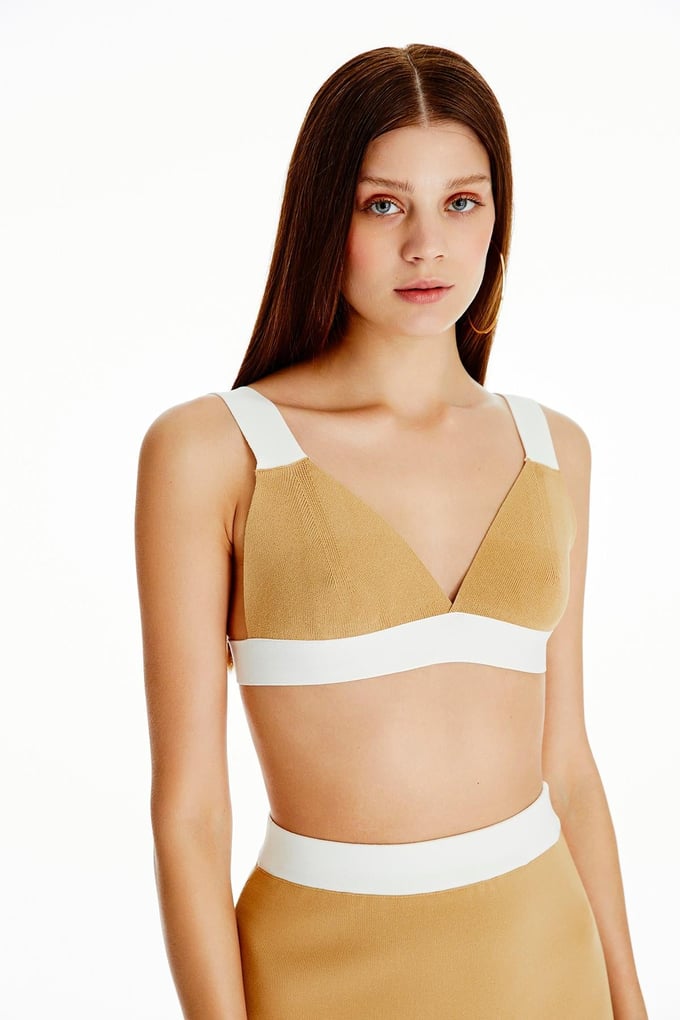 Contrast Knit Camel Bustier
