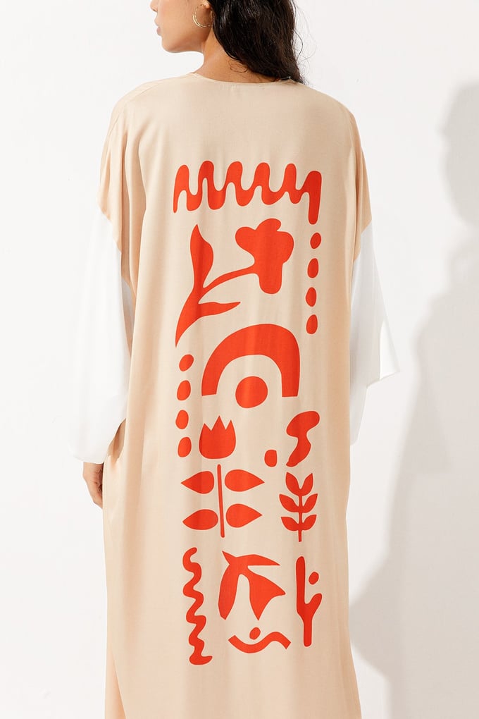 Kontrast Şeritli Kimono