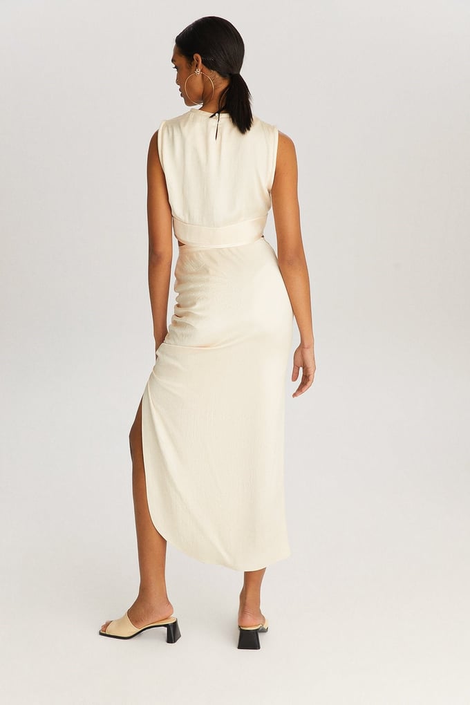 Krem Drape Midi Etek