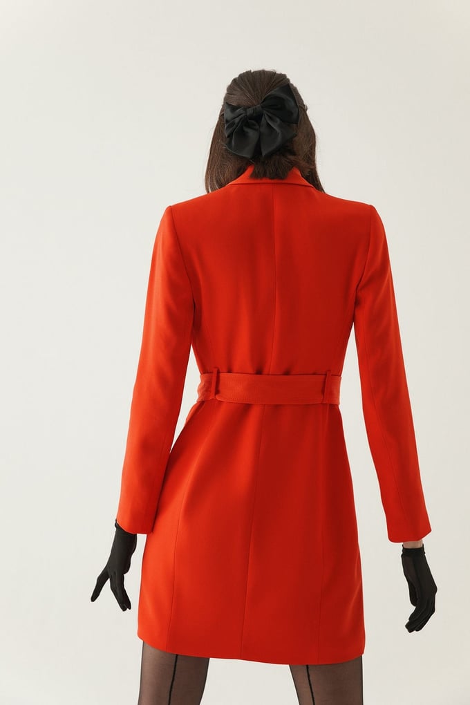 Kuşaklı Blazer Kırmızı Elbise