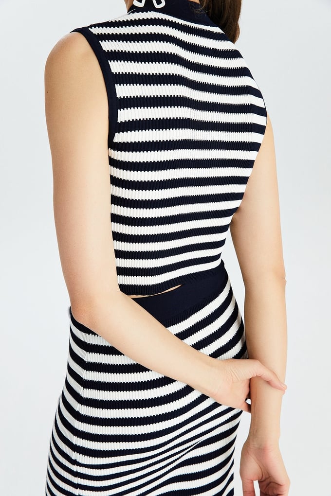 Lacivert Desenli Triko Top