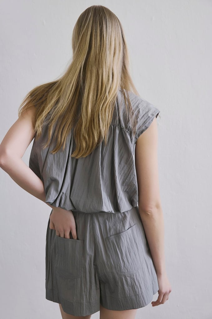 Metal Buckle Belted Side Pocket Mink Shorts