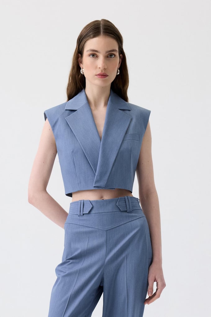 Magnetic Closure Padded Indigo Vest