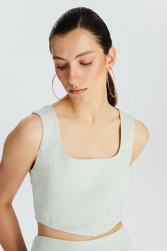 Mint Korse İlhamlı Crop Top