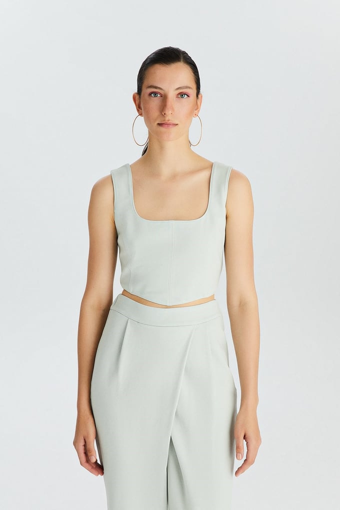 Mint Korse İlhamlı Crop Top