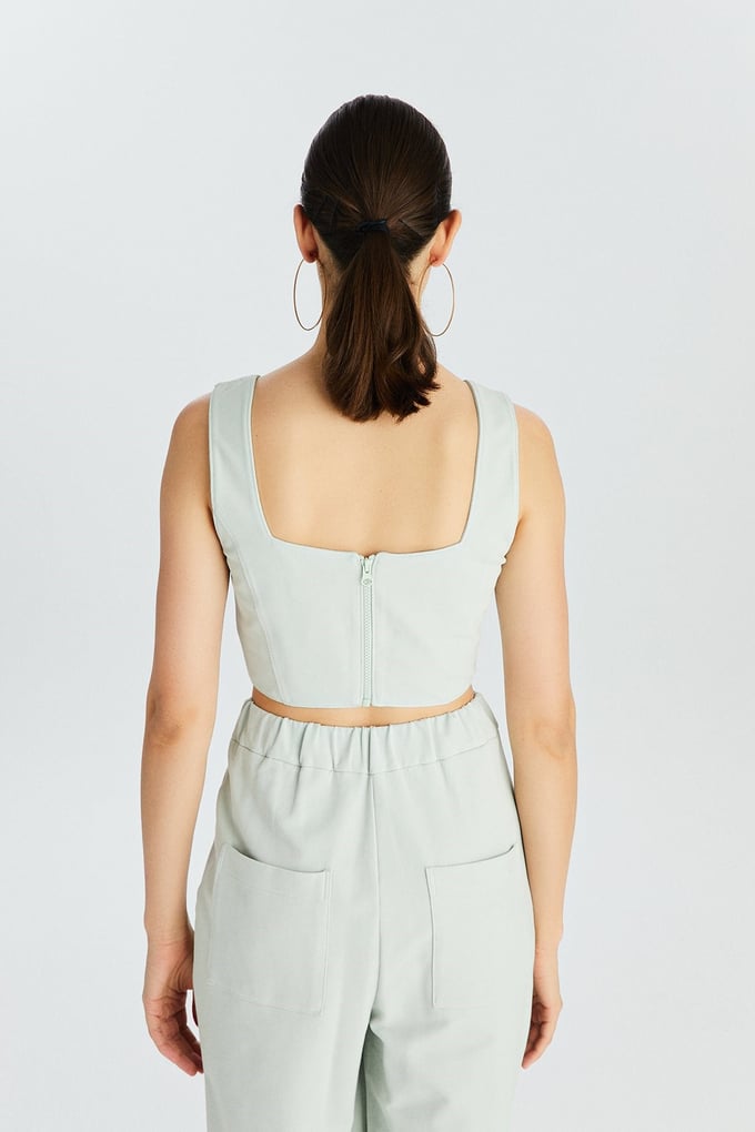 Mint Korse İlhamlı Crop Top