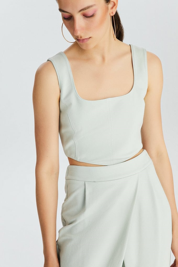 Mint Korse İlhamlı Crop Top