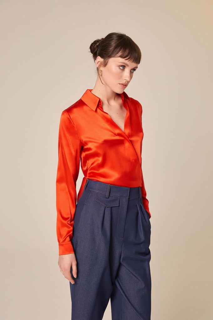 Tie-On Silk Blouse