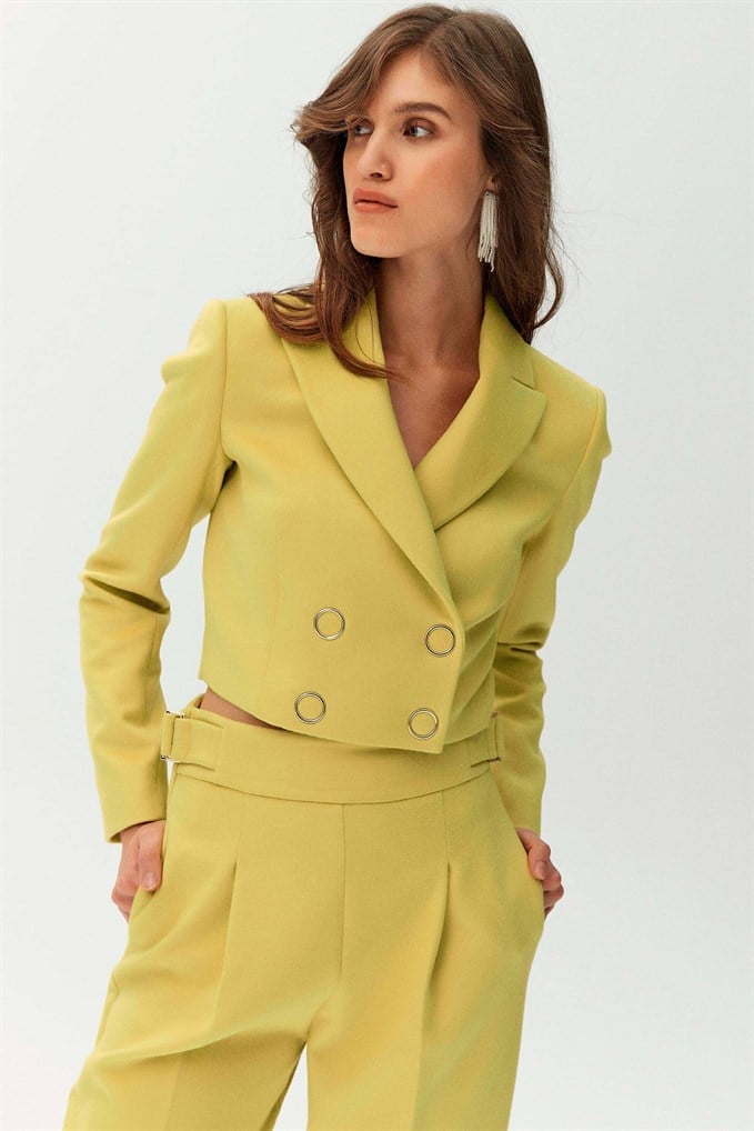 Olive Crop Blazer Ceket