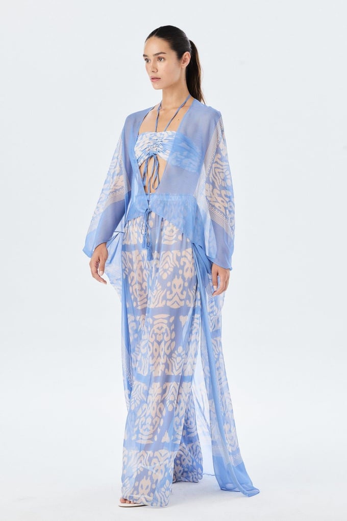 Önden Bağlamalı Mavi Kimono