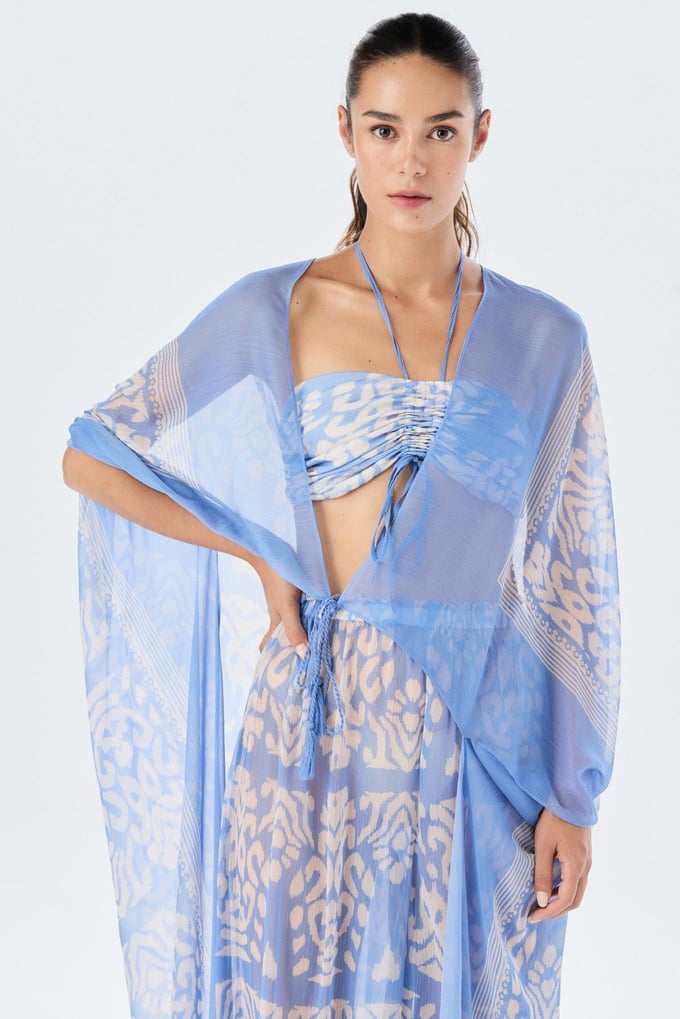 Önden Bağlamalı Mavi Kimono