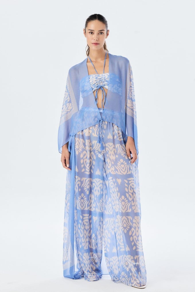 Önden Bağlamalı Mavi Kimono
