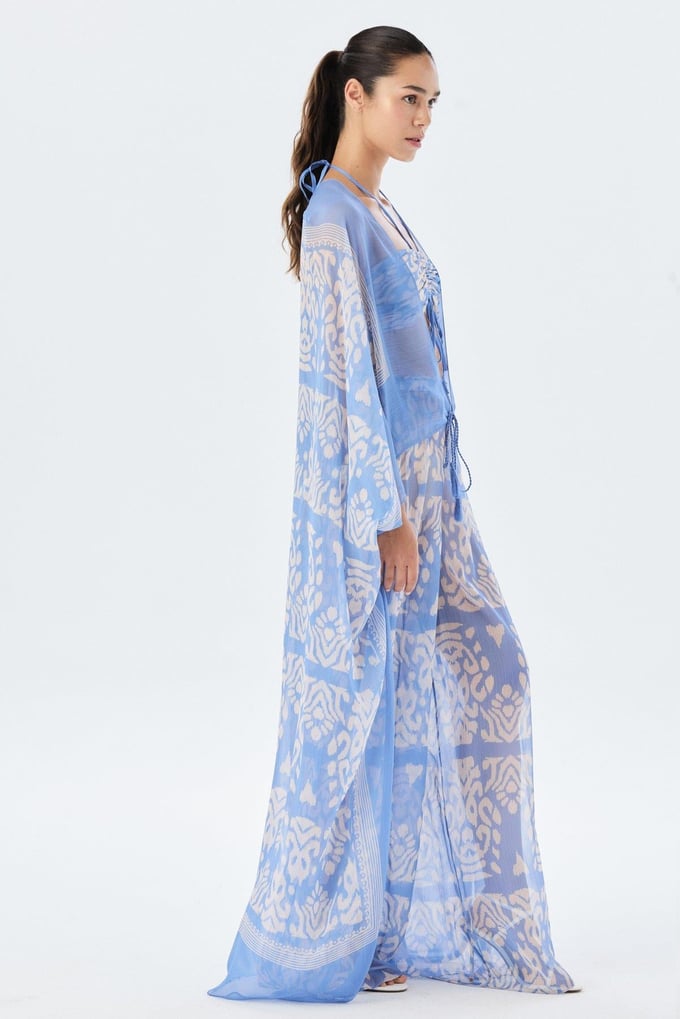 Önden Bağlamalı Mavi Kimono