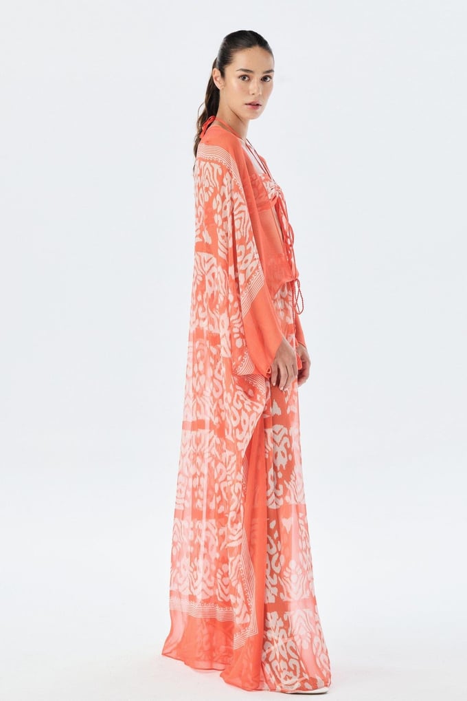 Önden Bağlamalı Mercan Kimono