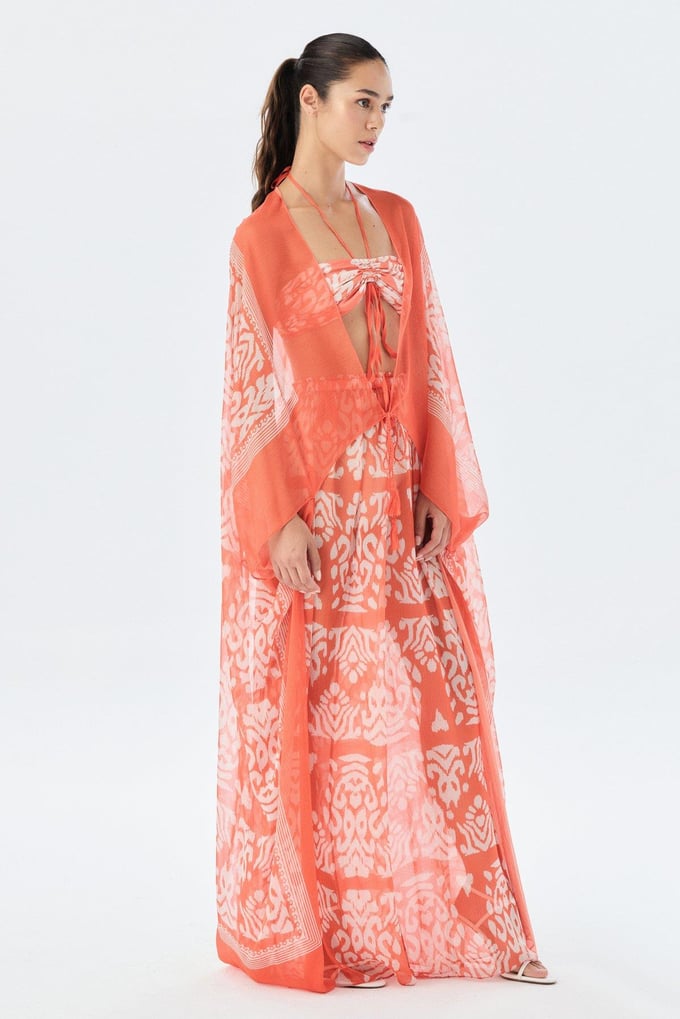 Önden Bağlamalı Mercan Kimono