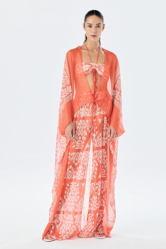 Önden Bağlamalı Mercan Kimono