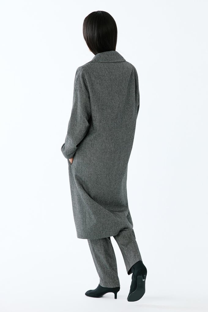 Oversize Uzun Antrasit Kaban
