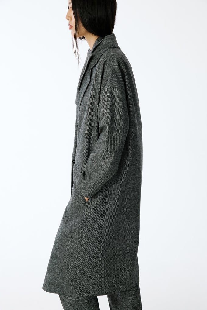 Oversize Uzun Antrasit Kaban